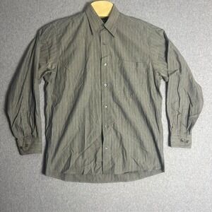 Hugo Boss Men's Gray/Green Striped Long Sleeve Button Up Dress Shirt Size Medium